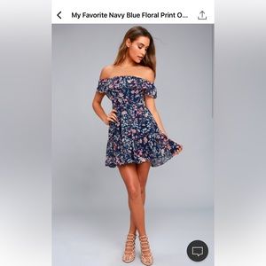Lulus Navy Blue floral dress NWTs small